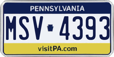 PA license plate MSV4393