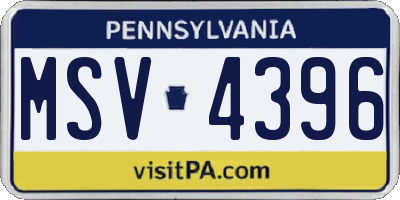 PA license plate MSV4396