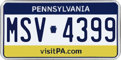 PA license plate MSV4399