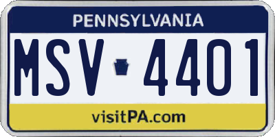 PA license plate MSV4401