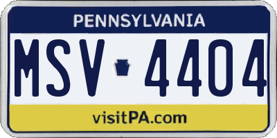PA license plate MSV4404