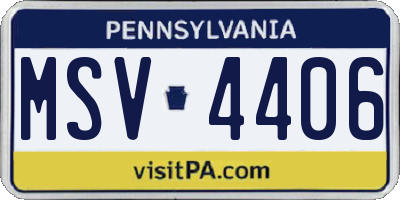 PA license plate MSV4406