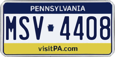 PA license plate MSV4408