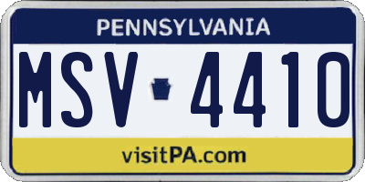 PA license plate MSV4410