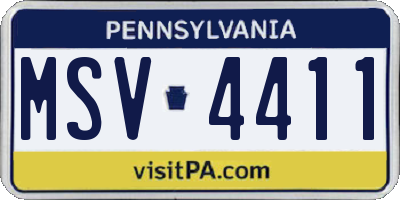 PA license plate MSV4411