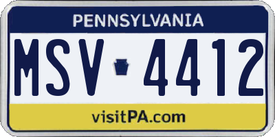 PA license plate MSV4412