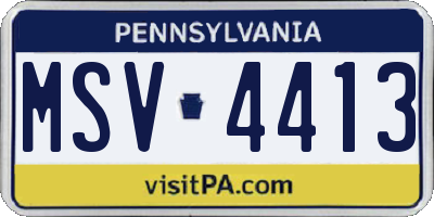 PA license plate MSV4413