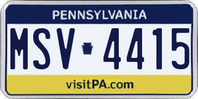 PA license plate MSV4415