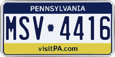 PA license plate MSV4416