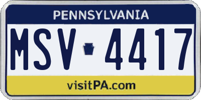 PA license plate MSV4417