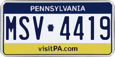 PA license plate MSV4419