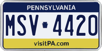 PA license plate MSV4420