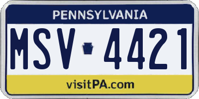 PA license plate MSV4421