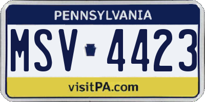PA license plate MSV4423