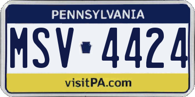 PA license plate MSV4424
