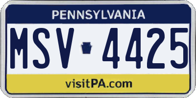 PA license plate MSV4425