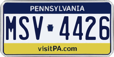 PA license plate MSV4426