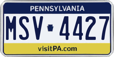 PA license plate MSV4427