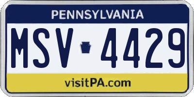 PA license plate MSV4429