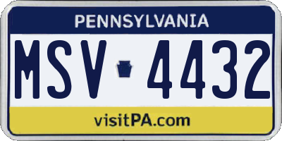 PA license plate MSV4432