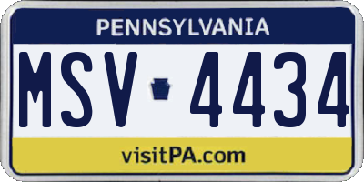 PA license plate MSV4434