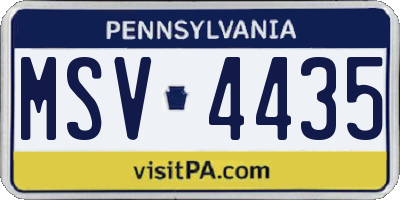 PA license plate MSV4435