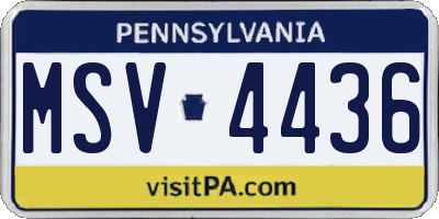 PA license plate MSV4436