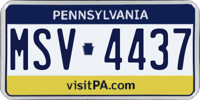 PA license plate MSV4437