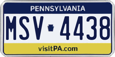 PA license plate MSV4438