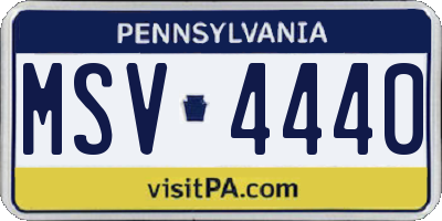 PA license plate MSV4440