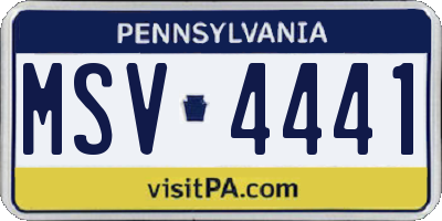 PA license plate MSV4441