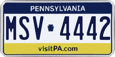 PA license plate MSV4442