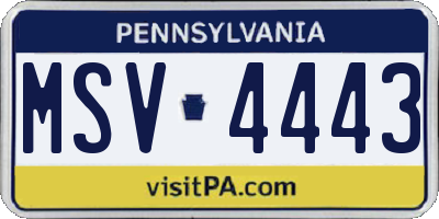 PA license plate MSV4443