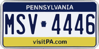PA license plate MSV4446