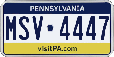 PA license plate MSV4447