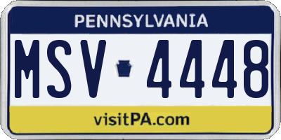 PA license plate MSV4448