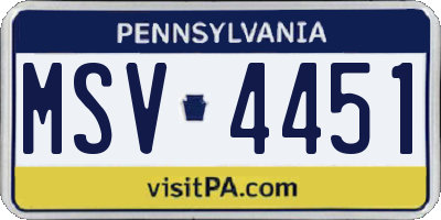 PA license plate MSV4451