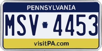 PA license plate MSV4453