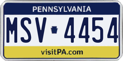 PA license plate MSV4454