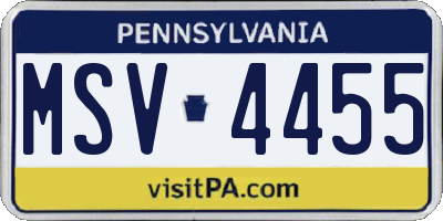 PA license plate MSV4455