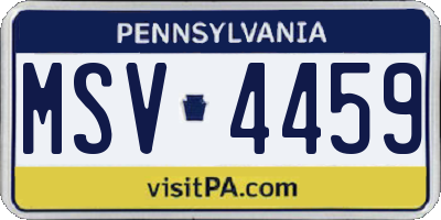 PA license plate MSV4459