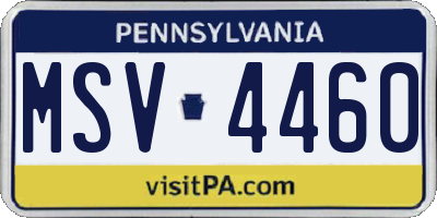 PA license plate MSV4460