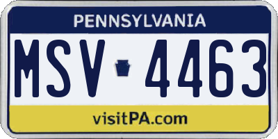PA license plate MSV4463