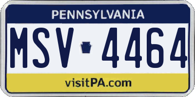 PA license plate MSV4464