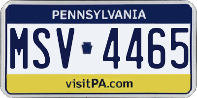 PA license plate MSV4465