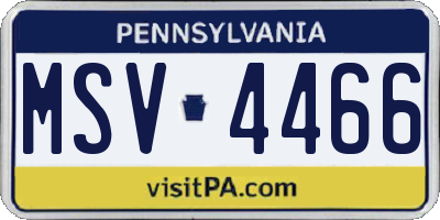 PA license plate MSV4466