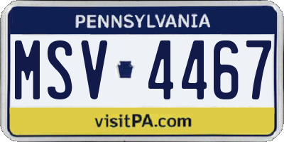PA license plate MSV4467