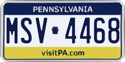 PA license plate MSV4468