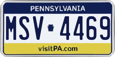 PA license plate MSV4469