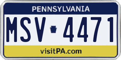 PA license plate MSV4471